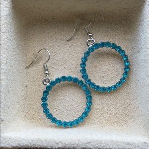 Blue faux stones hoop earrings
